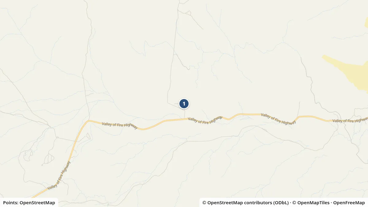 Map of Riding Valley of Fire State Park showing Valley of Fire Visitor Center, 29450 Valley of Fire Rd, from OpenStreetMap data.